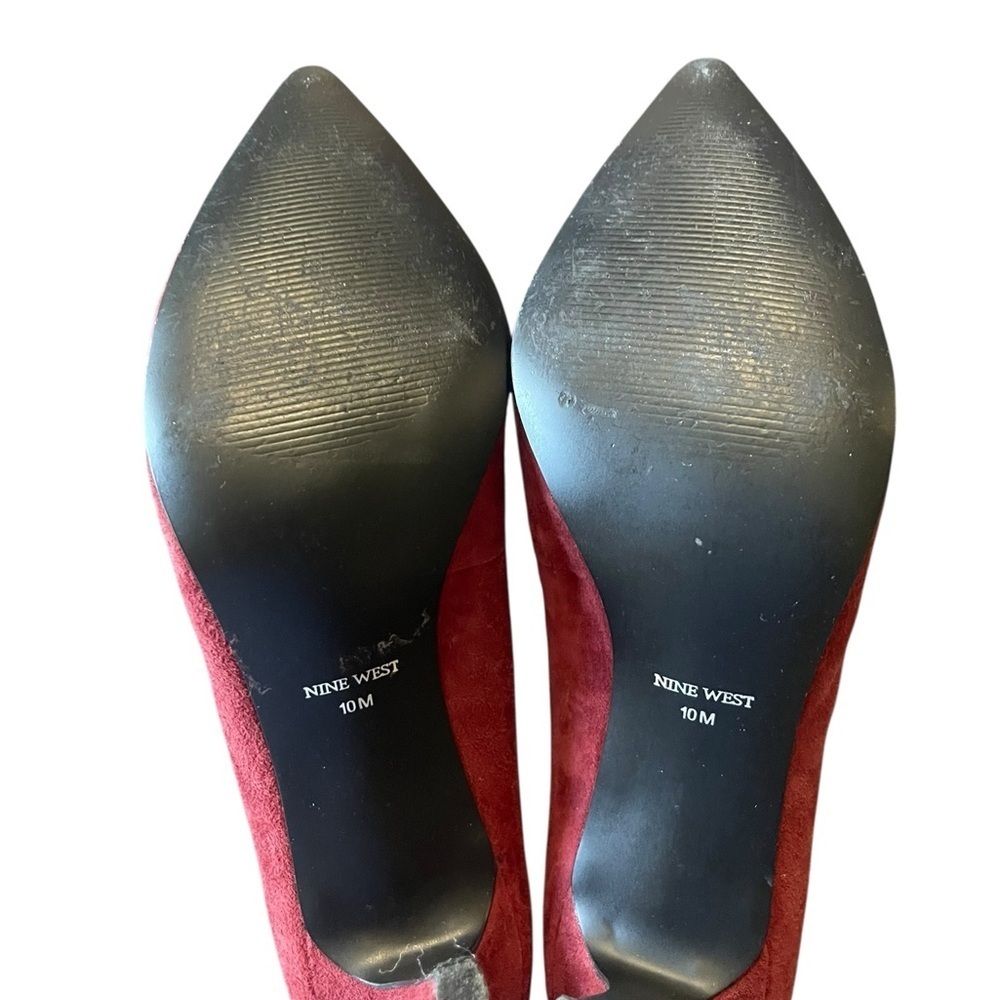 NINE WEST  Women’s Pump Heels FINLAY Brick Red Suede Shoes Size: 10M - Picture 7 of 7